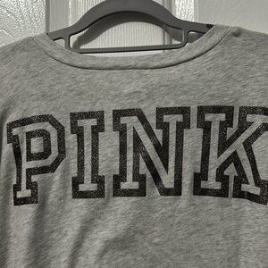 PINK long sleeve V neck tee with bling size medium